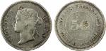 CHINESE CHOPMARKS: STRAITS SETTLEMENTS: Victoria, 1867-1901, AR 50 cents, 1888, KM-13, with large Ch
