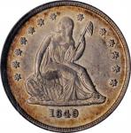 1840-O Liberty Seated Quarter. No Drapery. Briggs 2-B. Repunched Date, Mintmark Right. MS-61 (NGC).