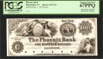Bainbridge, New York. Phoenix Bank. Jan. 1, 1852. $100. PCGS Superb Gem New 67 PPQ. Proof.