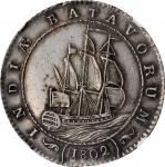1802年荷兰东印度巴达维亚共和国1古尔登。 NETHERLANDS EAST INDIES. Batavian Republic. Gulden, 1802. NGC Unc Details--Cl