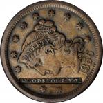 WOODSTOCK VT. in a box punch on an 1856 Braided Hair large cent. Brunk W-860, Rulau-Unlisted. Host c