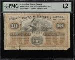 ARGENTINA. Banco Parana. 10 Pesos Plata Boliviana, 1868. P-S1818b. PMG Fine 12 Net. Tape Repairs.