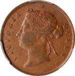 1883年海峡殖民地1分。伦敦造币厂。STRAITS SETTLEMENTS. Cent, 1883. London Mint. Victoria. PCGS AU-50 Brown.