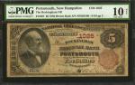 Portsmouth, New Hampshire. $5 1882 Brown Back. Fr. 467. The Rockingham NB. Charter #1025. PMG Very G