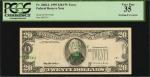 Fr. 2082-L. 1995 $20 Federal Reserve Note. San Francisco. PCGS Currency Very Fine 35. Misaligned Ove