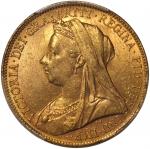 1900年英国1索维林金币，PCGS MS62，#43868179 Great Britain, 1 sovereign, 1900, Queen Victoria on obverse, St. G