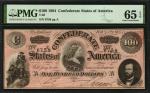 T-65. Confederate Currency. 1864 $100. PMG Gem Uncirculated 65 EPQ.