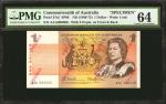 AUSTRALIA. Commonwealth of Australia. 1 Dollar, ND. P-37s2. Specimen. PMG Choice Uncirculated 64.