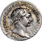 TRAJAN, A.D. 98-117. AR Denarius (3.06 gms), Rome Mint, A.D. 107-108. NEARLY EXTREMELY FINE.