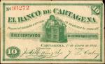 COLOMBIA. Banco de Cartagena. 10 Centavos, 1882. P-S336. Very Fine.