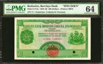 BARBADOS. Barclays Bank. 100 Dollars, 1937-40. P-S113s. Specimen. PMG Choice Uncirculated 64.