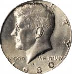 1980-P Kennedy Half Dollar--Struck on an Anthony Dollar Planchet--AU-58 (PCGS).