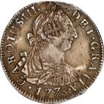 BOLIVIA. 2 Reales, 1778-PTS PR. Potosi Mint. Charles III. PCGS Genuine--Chopmark, EF Details.