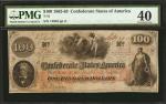 T-41. Confederate Currency. 1862 $100. PMG Extremely Fine 40.
