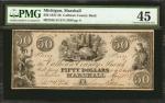 Marshall, Michigan. Calhoun County Bank. 1837-38. $50. PMG Choice Extremely Fine 45.