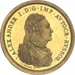 RUSSIEAlexandre Ier (1801-1825). Essai au module du rouble, en bronze doré, par C. H. Küchler, Flan 