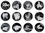 2002年-2013年十二生肖1公斤银币十二枚一组，（附带证书）