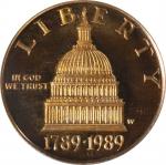1989-W Congress Bicentennial Gold $5. Proof-69 Deep Cameo (PCGS).