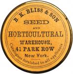 New York--New York. 1868 B.K. Bliss & Son. Bowers-NY-3800, Rulau-Unlisted. Gilt Brass. 34 mm. AU.