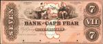 Wilmington, North Carolina. Bank of Cape Fear. ND (18xx). $7. Uncirculated. Proof.