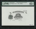 1962年渣打银行10元黑白试色样张，只印上纸币中心图案，无印上边框，PMG63EPQ，首次出现于拍卖会上，罕见。The Chartered Bank, $10, black and white pr