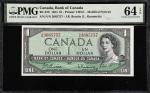 CANADA. Lot of (2). Bank of Canada. 1 Dollar, 1937-54. BC-21d & BC-37b. PMG Choice Uncirculated 64 E