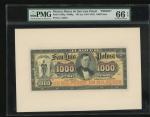 1897-1913年墨西哥波托西圣路易银行1000比索正反面试印样票，分别PMG 66EPQ及67EPQ。Mexico, Banco de San Luis Potosi, a pair of 100
