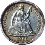 1869 Liberty Seated Half Dime. Proof-64+ (PCGS). CAC.