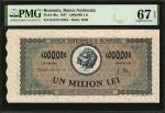 ROMANIA. Banco Nationala. 1,000,000 Lei, 1947. P-60a. PMG Superb Gem Uncirculated 67 EPQ.