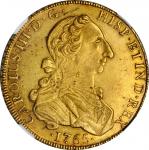 PERU. 8 Escudos, 1765-LM JM. Lima Mint. Charles III. NGC AU Details--Obverse Cleaned.