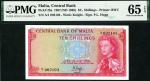 Central Bank of Malta, 10/-, 1967, serial number A/1 002103, George Cross at centre, Queen Elizabeth