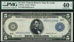 x United States of America, Federal Reserve Note, $5, St. Louis, 1914, serial number H38152235A, blu