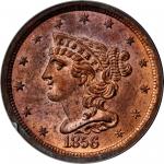 1856 Braided Hair Half Cent. C-1. Rarity-1. MS-64 RD (PCGS). OGH.