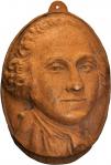 Undated George Washington Bust Plaque. Plaster or Ceramic. 60 mm x 90 mm oval. Extremely Fine.