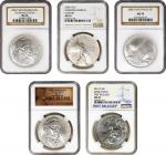 Lot of (5) Modern Commemorative Silver Dollars. MS-70 (NGC).