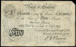 Bank of England, J.G. Nairne, ｣5, Leeds, 21 February 1914, serial number 50/T 85999, black and white