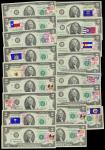 USA, $2, a group of 18 notes, all with a stamp adhisived on obverse, dated chop on each stamp,(Pick 