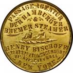 New York, New York. Bischoffs Deutsche Wechsel Bank / Passage Agent. Bowers NY-3740. Gilt brass. 37 