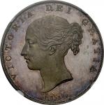 英国(GB), 1839, 銀(Ag), 1/2ｸﾗｳﾝ Crown, NGC PF63+ CAMEO　, 未使用プルーフ, UNCProof, ヴィクトリア女王像 ヤングヘッド 1/2クラウン銀貨 