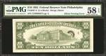 Fr. 2027-C. 1985 $10 Federal Reserve Note. Philadelphia. PMG Choice About Uncirculated 58 EPQ. Offse