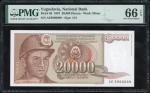 Yugoslavia, National Bank, 20000 dinara, 1987, fancy serial umber AE9999099, (Pick 95), PMG 66EPQ Ge