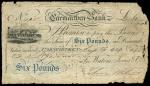 Carmarthen Bank (Waters, Jones & Co), ｣6, 4 August 1829, serial number 490, black and white on water