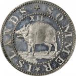 Undated (1860s) Sommer Islands Shilling. Dickeson Copy. Kenney-1, W-15420. White Metal. MS-64 (PCGS)