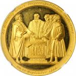 GERMANY. Hamburg. Gold Medallic Bankportugaloser of 10 Ducats, 1828. Free City. NGC MS-63.