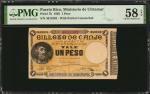 PUERTO RICO. Ministerio de Ultramar. 1 Peso, 1895. P-7b. PMG Choice About Uncirculated 58 EPQ.