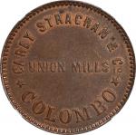 CEYLON. Colombo. Carey Strachan & Co. Copper Penny Token, ND (ca. 1870s). NGC MS-61 Brown.