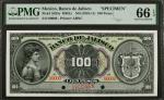 MEXICO. Banco de Jalisco. 100 Pesos, ND (1910-11). P-S325s. Specimen. PMG Gem Uncirculated 66 EPQ.