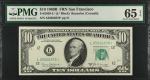 Fr. 2020-L*. 1969B $10 Federal Reserve Star Note. San Francisco. PMG Gem Uncirculated 65 EPQ.