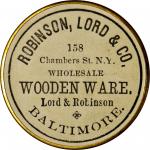 New York, New York. 1867 Robinson, Lord & Co. Bowers NY-7340. Gilt brass. 38 mm. Choice Mint State.