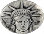 1986 Statue of Liberty Centennial Medal. Silver. 103 mm x 81 mm, oval. 487.6 grams. By Eugene Daub. 